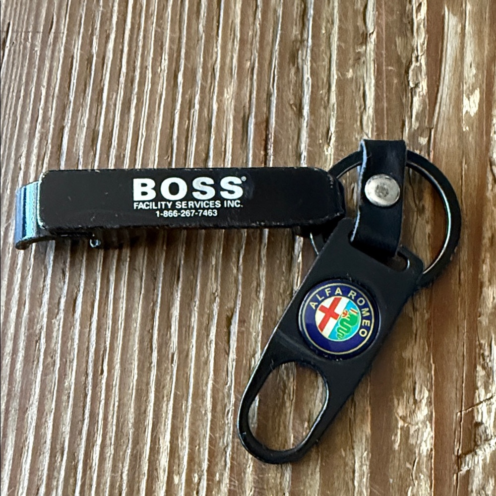 Alfa Romeo Black Keychain with BOSS Bottle Opener
